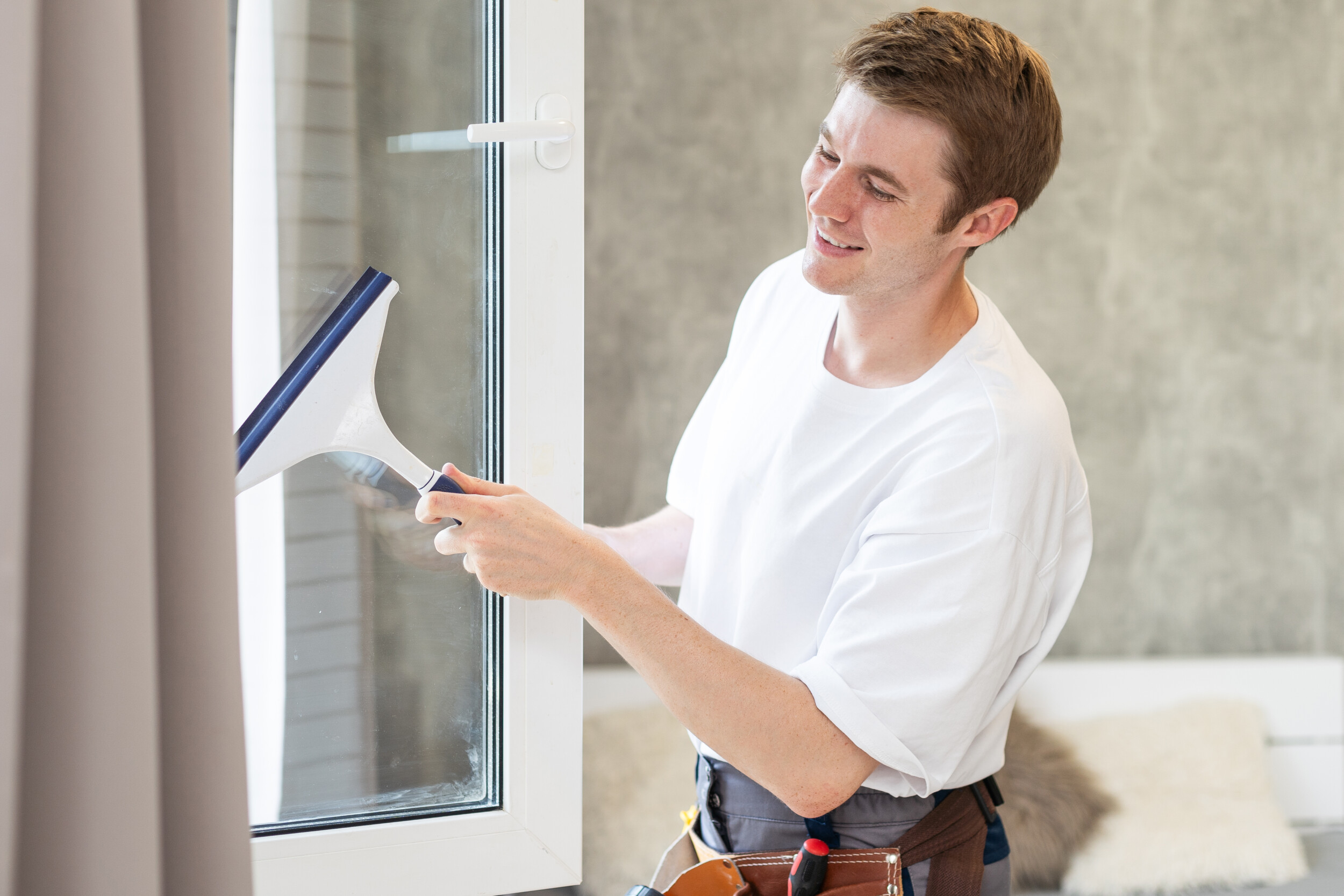 Window Cleaning young man cleaning windows in the house 2023 10 04 01 25 51 utc